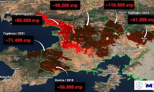 Δραματική αύξηση των καμένων εκτάσεων στη Δυτική Αττική από δασικές πυρκαγιές μέχρι το 2026