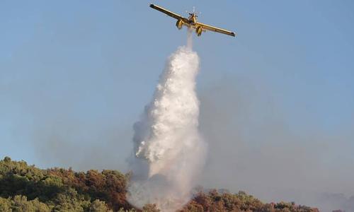 Πυρκαγιά σε χαμηλή βλάστηση στην περιοχή Άγιος Κωνσταντίνος Ηλείας με 21 πυροσβέστες και 3 αεροσκάφη στην επιχείρηση κατάσβεσης